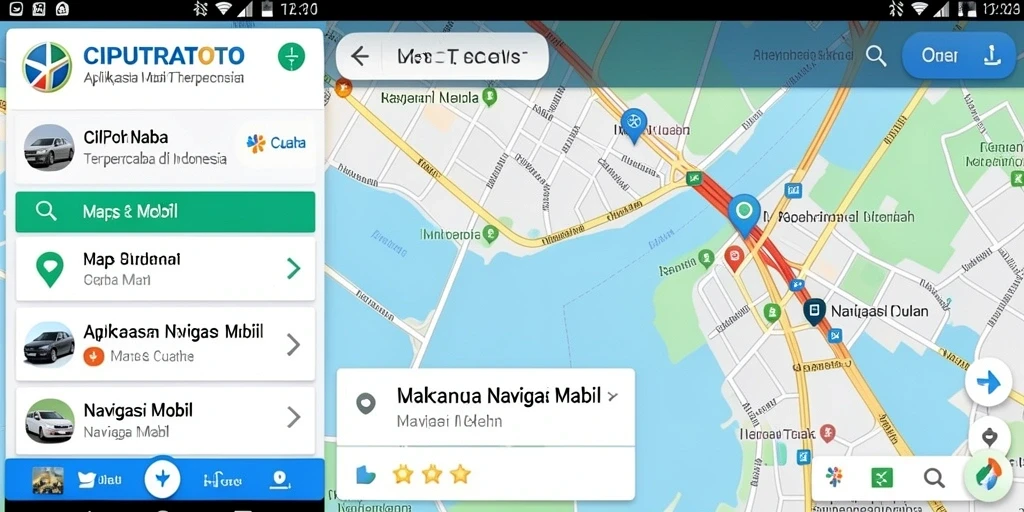 Tampilan utama aplikasi CIPUTRATOTO yang menunjukkan peta dan navigasi mobil.