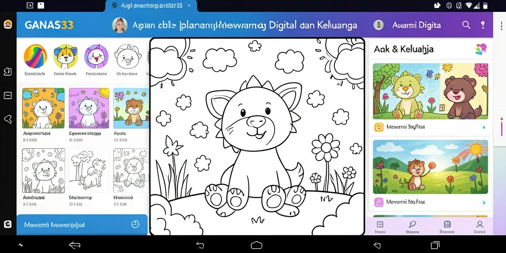 Tampilan antarmuka aplikasi GANAS33 untuk mewarnai digital yang menarik.