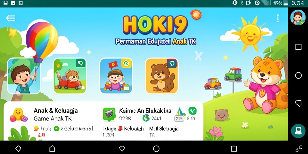 Antarmuka HOKI9 yang ceria dan interaktif untuk anak-anak.