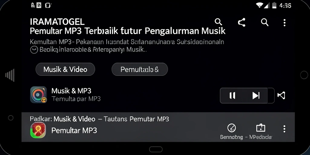 Tampilan antarmuka pemutar musik IRAMATOGEL yang menarik dan fungsional.