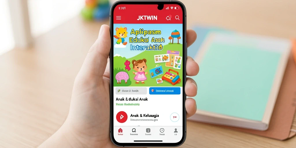 Antarmuka aplikasi JKTWIN yang interaktif dan ramah anak.