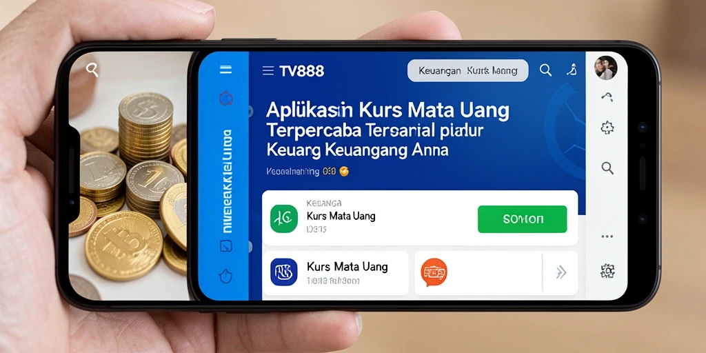 Tampilan antarmuka intuitif TV888 dengan fungsi Kurs Mata Uang.